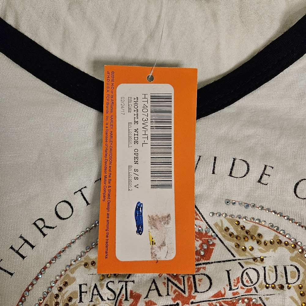 Harley Davidson T-shirt with Gemmed Flutter Sleeves Large NWT - Picture 10 of 10